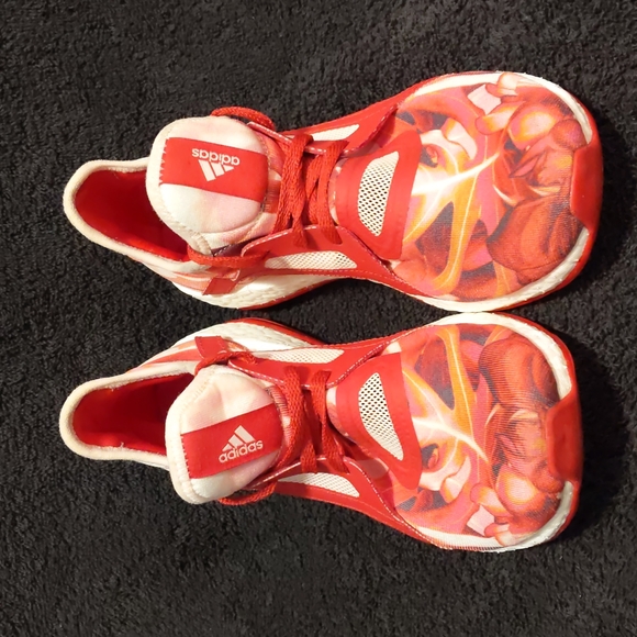 adidas Pure Boost X “Power Red” Floral Workout Running Shoes - Picture 3 of 11